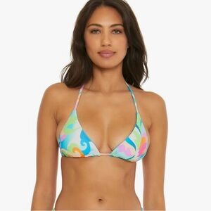 BECCA Nostalgic Cheryl Reversible Triangle Top Multi LG Colorful Bikini Top